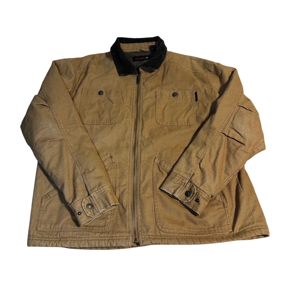 WOLVERINE Tan Canvas Sherpa Lined Workwear Jacket Mens XL